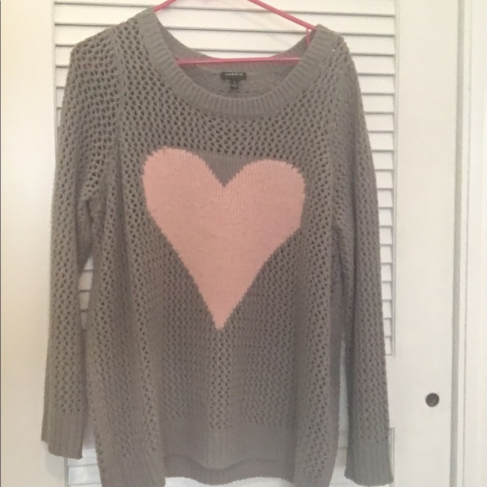 Loose knit heart sweater